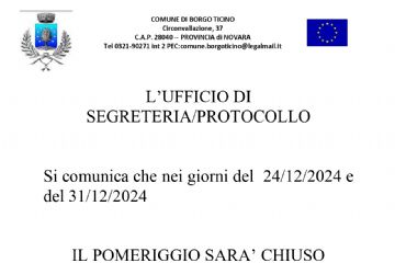 Chiusura Ufficio Segreteria/Protocollo