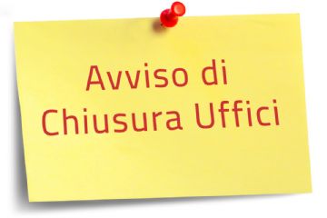 post-it giallo con la scritta "avviso di chiusura uffici"